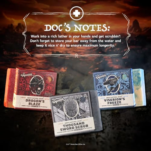 Coleção Game of Thrones com Caixa de Colecionador – Kit de 3 Sabonetes Naturais para Homens e Sabonete Game of Thrones para Homens - Dr. Squatch