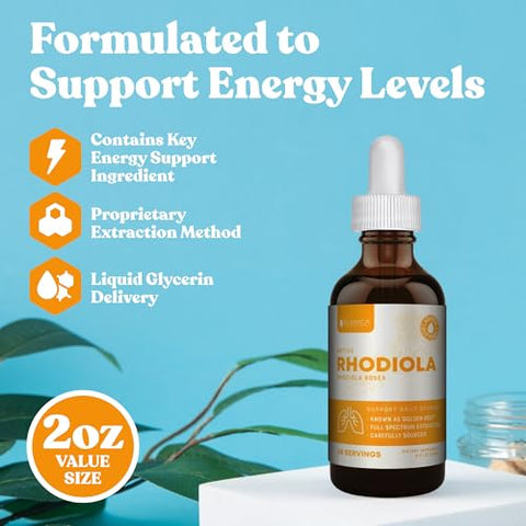 Rejuvica Health - Active Rhodiola – Extrato de Raiz de Rhodiola com Rosavinas Naturais, Entrega Líquida para Melhor Absorção – Suporta Níveis de Energia e Alívio do Estresse