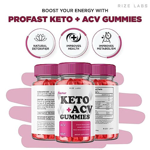 rize labs - (3 Pacotes) Gomas ProFast Keto – Pro Fast Keto ACV Gummies Avançado para Perda de Peso – Gomas Pro Fast Keto com Vinagre de Maçã – Forte para Queimar Gordura da Barriga (180 Gomas)