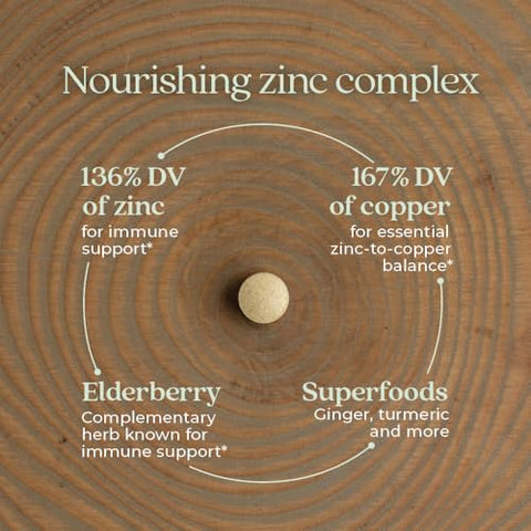 New Chapter - Novo Capítulo Suplemento de Zinco, Complexo de Zinco Fermentado, Diário para Suporte Imunológico e Saúde da Pele, Fórmula de Equilíbrio Mineral Rica em Cobre, Fácil de Engolir