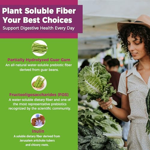 Nextdia - Fiber Gummies para Adultos, Sem Açúcar 10g Suplemento de Fibra Prebiótica com Enzimas Digestivas, Probióticos