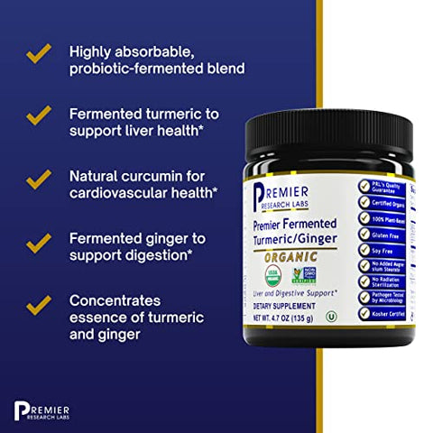 Fermented Turmeric/Ginger – Pó de Suporte à Saúde Digestiva com Cúrcuma – Marca Premier Research Labs - Premier Research Labs
