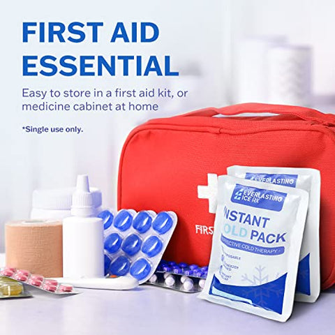 Everlasting Ice RX - 50 Pack – Pacotes de Gelo Instantâneo – Bolsas de Gelo Instantâneo para Lesões | Compressa de Gelo Descartável para Alívio da Dor, Inchaço, Inflamação, Entorses, Dor de Dente – Bolsa de Gelo para