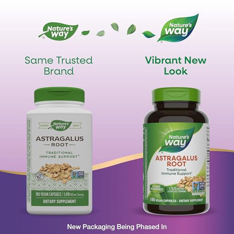 Nature's Way - Nature’s Way Astragalus Root – Suplemento Herbal de Raiz de Astragalus – Suporte Tradicional ao Sistema Imunológico – Verificado pelo Projeto Non-GMO – Sem Glúten – 100g
