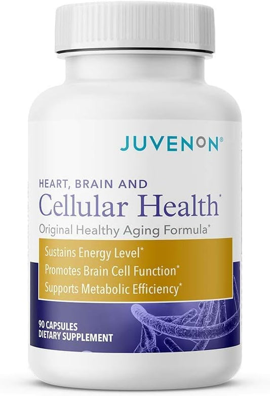 Cellular Health | Suplemento para Coração e Cérebro com Acetil L-Carnitina e Biotina – Suporta a Função NAD, Produção de Energia, Humor, Metabolismo Revitalizado, Foco Mental | Marca Juvenon - Juvenon