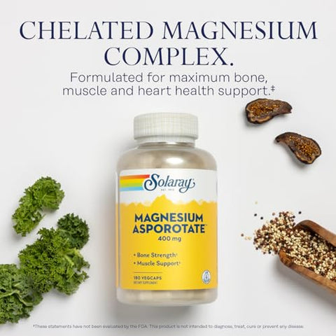 SOLARAY - Solaray Magnesium Asporotate 400 mg | Aspartato, Orotato | 400 mg | 100 Cápsulas | Solaray