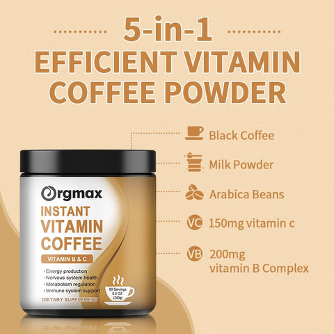Generic - Café Instantâneo Super B Vitamin, Pó de Café com Alta Potência de Vitaminas B e C, Energia e Suporte ao Sistema Imunológico