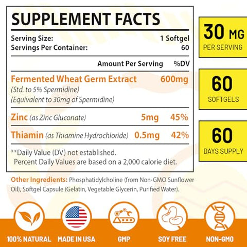 CORPORALIGHT - Suplemento de Spermidina Lipossomal 30mg, Alta Absorção, Mais Potente que Spermidina 3HCL, Extrato de Germen de Trigo Fermentado, Spermidina para Mulheres