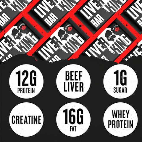 The Fittest Ever - Barra Nutricional Liver King – Keto, Gorduras Essenciais, Creatina, Eletrólitos, Proteína, Sem Glúten – Energia – 45g – Pacote com 12 unidades