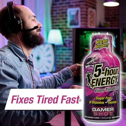 5-hour ENERGY - 5-Hour Energy Gamer Shots – Pack com Variedade de 30 Unidades (57 ml) – Maçã Poderosa, Framboesa Veloz, Energia de Abacaxi – Extra Forte