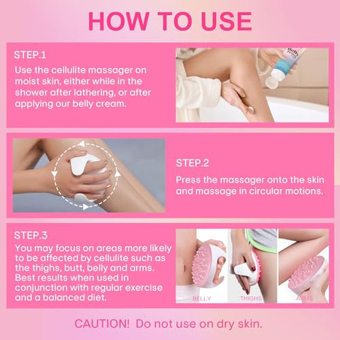 SILKDERMIS - Creme Firmador para Barriga com Massageador Anti-Celulite: Creme para Reafirmar a Pele e Remover Celulite no Estômago