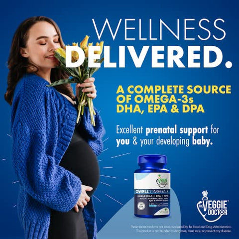 The Veggie Doctor - Suplemento Ômega 3 Vegano – Alternativa ao Óleo de Peixe Ômega 3 – Livre de Carragena – Suplementos de Ácidos Graxos Ômega 3 à Base de Algas – DHA, EPA, DPA – Coração, Cérebro, Articulações, Olhos, Imunidade