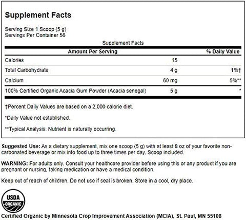 Fibra de Acácia Orgânica Certificada 100%% em Pó 284g (3 Pacotes) - Swanson
