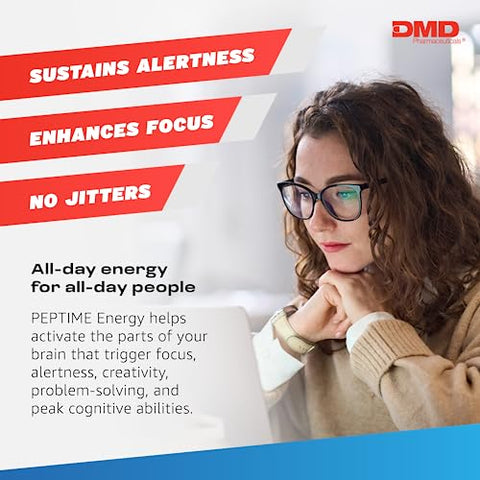 PEPTIME Energy - Tablets de Cafeína com Vitaminas B6 e B12, 350 mg de Cafeína por Porção, Suplemento para Desempenho Físico e Foco, 100 Unidades