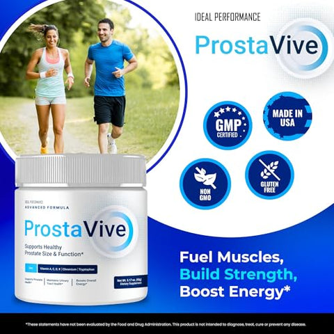 IDEAL PERFORMANCE - Fórmula Avançada em Pó Prostavive – Força Máxima, Oficial com Vitamina A, Vitamina C, Vitamina D, Zinco, Cromo, ProstaVive