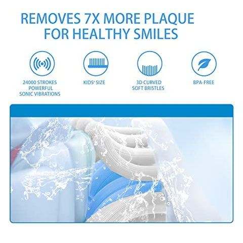 Escova de Dentes Elétrica Infantil, 3 Modos e Temporizador de 2 Minutos para Crianças de 3 Anos, à Prova d’Água IPX7, 4 Cerdas Macias (Monstro de Três Olhos) - Vekkia