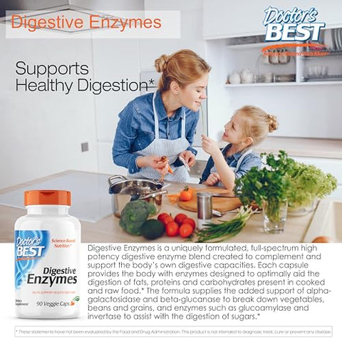Doctor's BEST - Doctor’s Best Enzimas Digestivas Vegetarianas Sem OGM, 90 Cápsulas Vegetais – Livre de Glúten