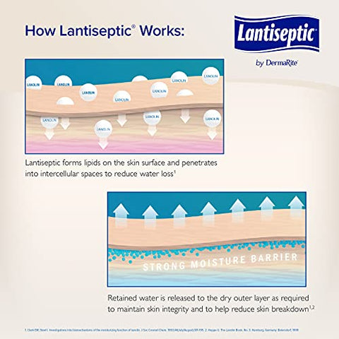 DermaRite - Lantiseptic Moisture Shield – Creme Barreira Protetor para Pele Original – 50% Lanolina – 1 Pote, 340g