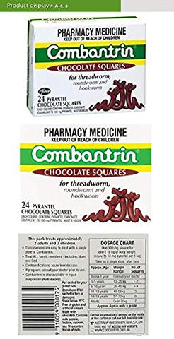 Combantrin - Chocolate Quadrados 24 Tratamento Vermífugo para Crianças e Adultos – Fabricado na Austrália | Comprimidos de Chocolate 24 Tratamento Vermífugo para Crianças e Adultos – Feito na Austrália
