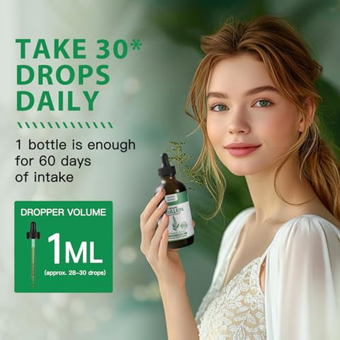 Novomins - Gotas de Mullein para Limpeza dos Pulmões, Extrato de Folha de Mullein Vegano com Clorofila, Suporte Imunológico e Respiratório – 120 ml