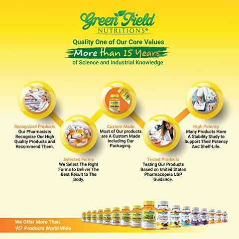 GREEN FIELD NUTRITIONS - Greenfield Nutritions Óleo de Peixe Halal 1000mg, Ômega 3 Halal 300mg, Óleo de Peixe Peruano Selvagem Pequeno Halal Vitaminas, EPA 180mg