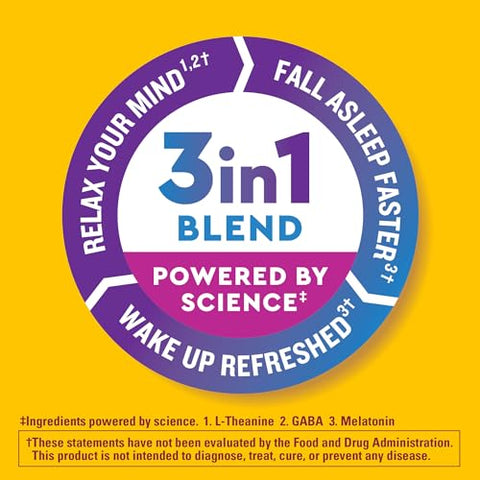 Wellblends – Suplemento para Dormir, Melatonina 1 mg, L-teanina 100 mg e GABA 100 mg, 40 Comprimidos de Dissolução Rápida - Nature Made