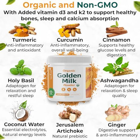 Teaveli - Pó de Leite Dourado Orgânico com Vitamina D3 – Marca: [nome da marca]