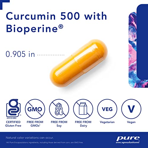 Curcumin 500 com Bioperine – Suplemento Antioxidante para Suporte a Articulações, Tecidos, Fígado e Cólon – Marca Pure Encapsulations - Pure Encapsulations
