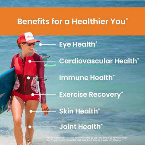 Hawaii BioAstin Hawaiian Astaxanthin – 4mg, 270 Softgels – Antioxidante Premium para Suporte aos Olhos, Pele e Articulações - Nutrex
