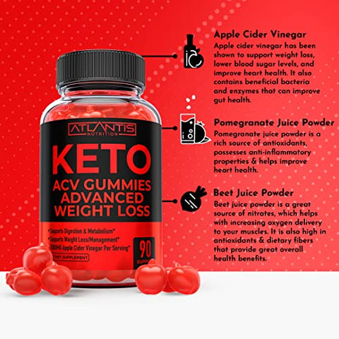 Atlantis Nutrition - Keto ACV Gummies – Perda de Peso Avançada – 90 Gummies + Ashwagandha – 60 Gummies