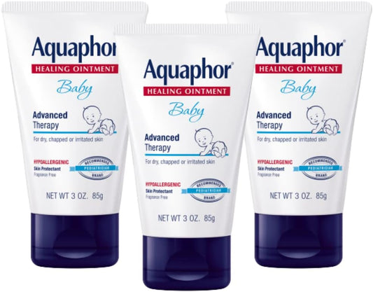 Pomada Cicatrizante para Bebês, Tratamento Avançado para Assaduras e Bochechas Ressecadas, 3g (Pacote com 3) - Aquaphor