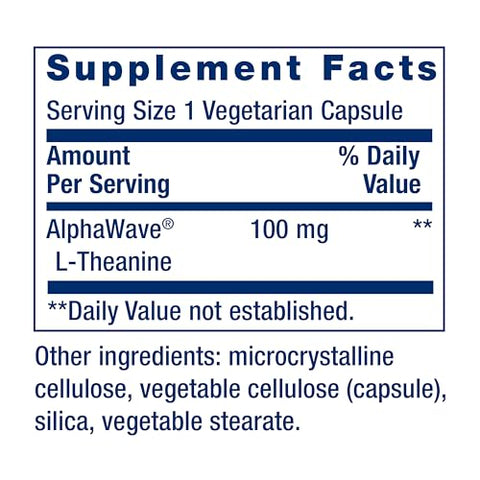 L-Theanine 100 mg – 60 Cápsulas Vegetarianas – Suporte Calmante - Life Extension