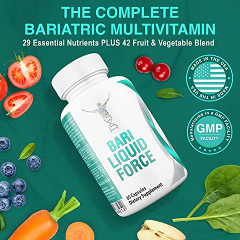 Bariatric Multivitamin com Ferro: Absorção Aprimorada, 42 Super Frutas e Vegetais para Impulso Antioxidante, Cápsulas de Gel Líquido, 42 g - Universal Body Labs