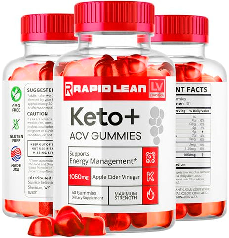 LIVORKA - (2 Pacotes) Gomas Rapid Lean Keto ACV, Fórmula Avançada RapidLean Keto ACV Vinagre de Maçã, 120 Gomas para 2 Meses