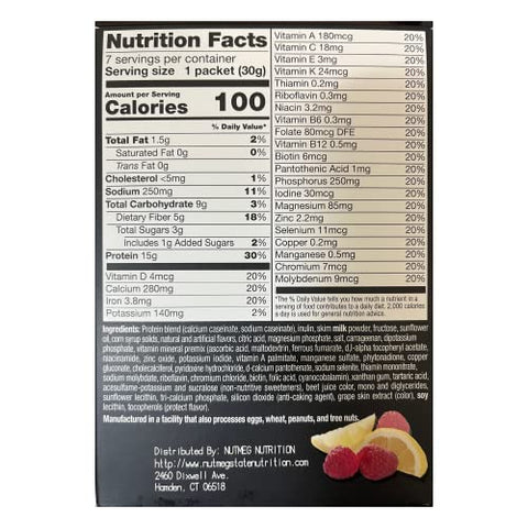 Nutmeg State Nutrition - Proti Fit Bariatrix Nutrition Shake ou Pudim de Limão Framboesa – Perda de Peso – Supressor de Apetite – 15g de Proteína – 100 Calorias – Substituto de Refeição 7 Pacotes 1,06g