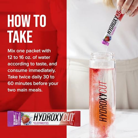 Drink Mix Wildberry Blast – 21 Pacotes de Viagem, Embalagem com 2 – Zero Calorias, Zero Açúcar – Acelera o Metabolismo, Queima Calorias, Aumenta a Energia – para Mulheres - Hydroxycut