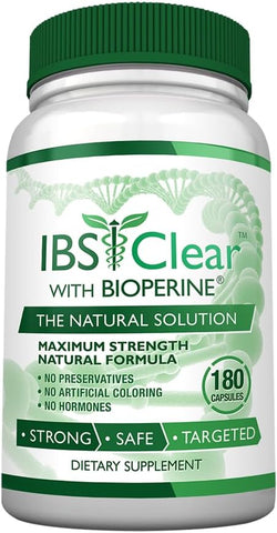 IBS Clear - Suporte IBS – Vitamina D, Psyllium Husk, Funcho – 180 Cápsulas – Fornecimento de 3 Meses