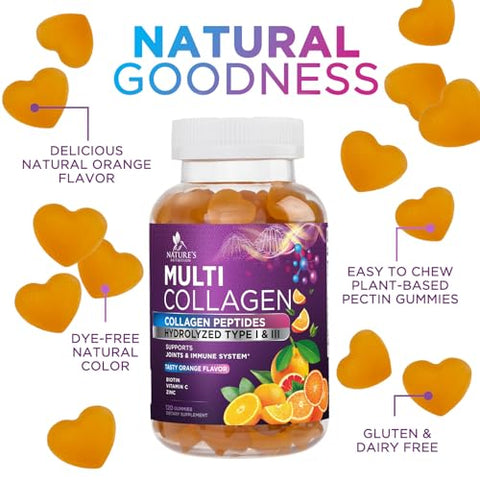 Nature's Nutrition - Gomas de Colágeno com 2500mcg de Biotina e Vitamina C – Fortaleça sua pele e cabelos