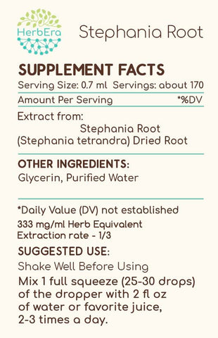 HerbEra - Extrato Herbal Concentrado de Raiz de Stephania Tetrandra B120, Líquido Concentrado Sem Álcool, Gotas Naturais de Raiz de Stephania Tetrandra (4 fl oz)