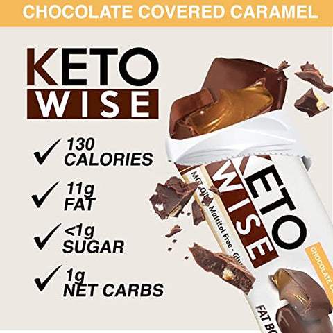 Fat Bombs – Snack de Chocolate com Óleo MCT – Baixo teor de gordura, baixo teor de carboidratos e amigável à dieta Keto – 8g de gordura, 2g de carboidratos líquidos | Caramelos Cobertos de Chocolate, 2 Unidades (Pacote com 16) - Keto Wise