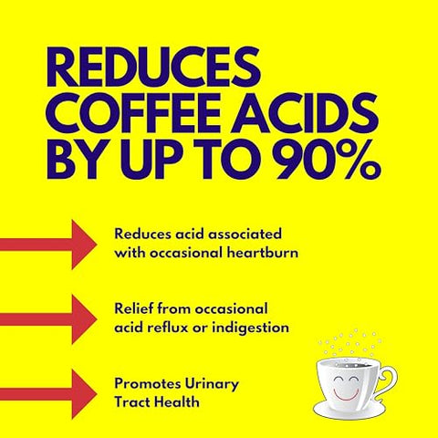 Coffee Tamer - Café Tamer Redutor de Ácido do Café em Grânulos 50 Pacotes – Reduz os Ácidos do Café em até 90% – Minerais Naturais – Amigo do Keto, Sem Açúcar, Sem Calorias, Não-OGM – 50 unidades