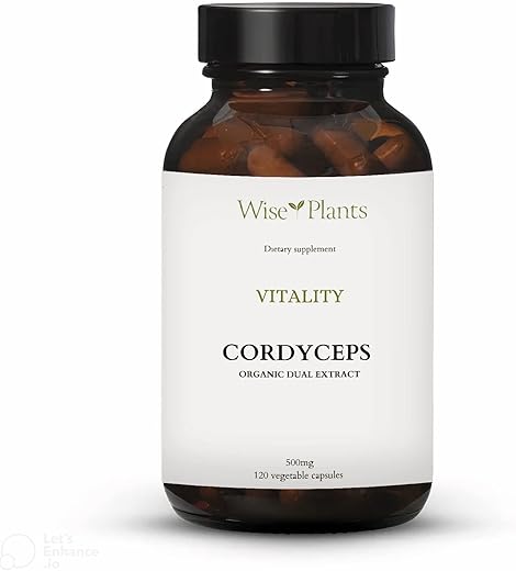 Wise Plants - Suplemento de Cogumelo Cordyceps. Extrato Duplo, 30%% Polissacarídeos, 500 mg 120 cápsulas vegetais (Fornecimento de 60 Dias). Energia, Resistência, Recuperação e Suporte em Altitudes Elevadas