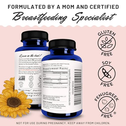 Sunflower Lecithin 1200mg – Suplemento Orgânico de Lecitina de Girassol para Dutos de Leite Bloqueados – Feito nos EUA – 200 Softgels - Legendairy Milk