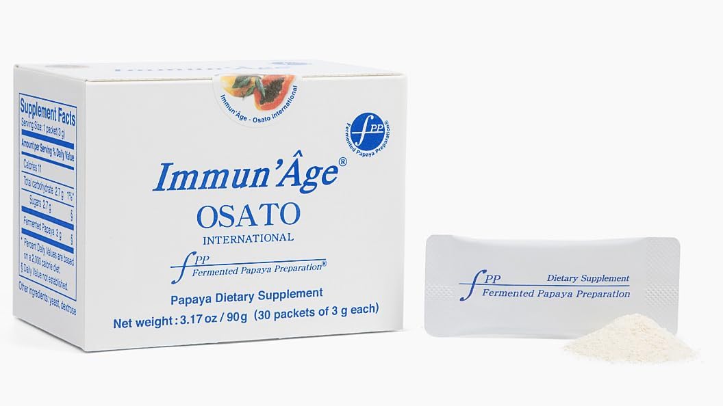 Immun age - IMMUN’ÂGE Classic Box – Suporte Imunológico – Antioxidante – Impulsionador de Energia Celular – Papaia Japonesa Fermentada – Suplemento de Longevidade – Pó – 30 Pacotes x 3g