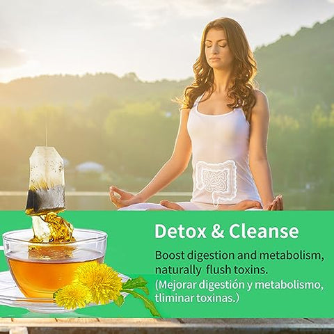 Te de Diente de Leon 30 Dias de Desintoxicação Chá de Dente de Leão, Chá de Ervas Naturais Herbmood para Perder Peso, 30 Unidades (Pacote com 2)