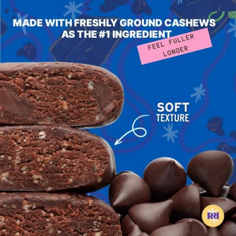 Raw Rev Glo - Barras Veganas de Alta Proteína Raw Rev, Sabor Brownie de Chocolate Duplo, 10g de Proteína Vegetal, 12g de Fibra, Não-OGM, 45g, 12 Unidades (Pacote de 1)