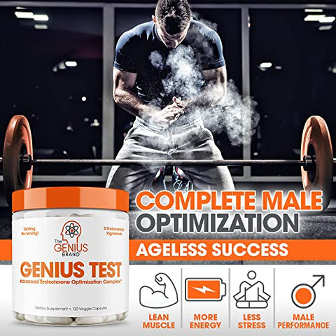 The Genius Brand - Genius Test – Impulsionador Avançado de Testosterona para Homens – Energia, Resistência e Vigor Natural
