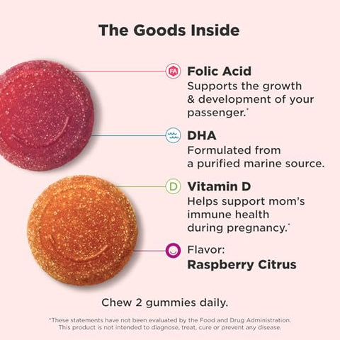Gummy Multivitamínico Essencial Pré-Natal, Ácido Fólico, Vitamina D, Ômega 3 DHA, Suporta o Crescimento Saudável e Desenvolvimento Cerebral, Citrus Berry – 84 Unidades - OLLY