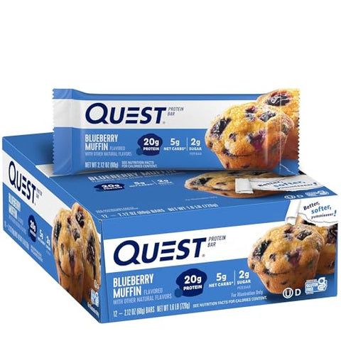 J&L Supply - JL Supply Quest Keto Barras de Café da Manhã Sortidas – Bolo de Aniversário, Muffin de Mirtilo, Aveia com Gotas de Chocolate, Massa de Biscoito com Gotas de Chocolate – Barras Proteicas com Baixo Teor de Açúcar, Sem Glúten (12…)