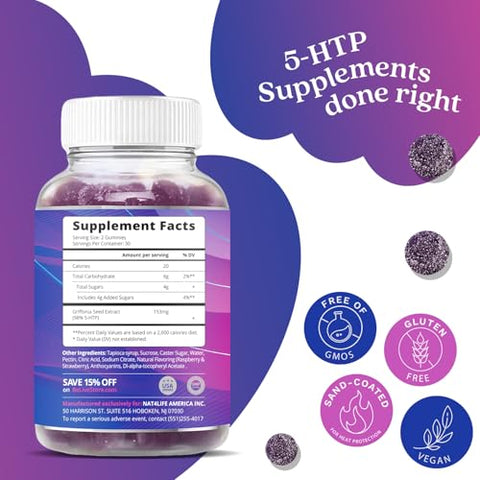 Gomas 5-HTP – 2 Pacotes – 120 Unidades | Gomas Calmantes 5HTP para Foco Aumentado e Relaxamento - BeLive